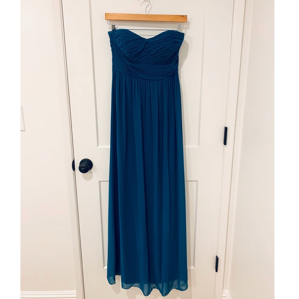 Donna Morgan strapless chiffon maxi dress